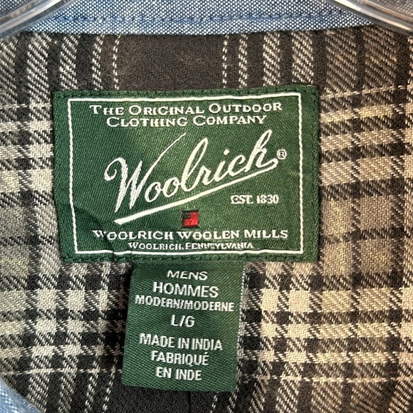NWT Woolrich Miners Wash Cotton Flannel Plaid Shirt Sz Large Button Down Modern - Picture 11 of 15